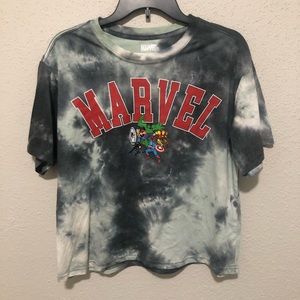 Marvel tie dye graphic cropped tee